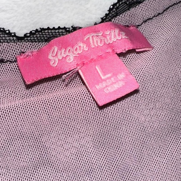 Sugar Thrillz Black and Pink lace rosette cropped top size Large indie sleeze - Picture 4 of 5